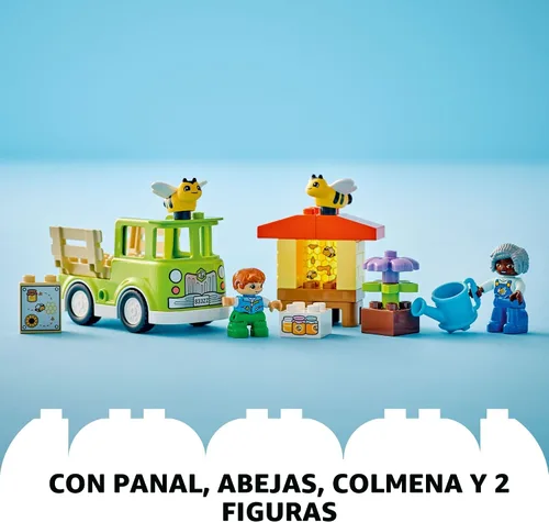 Vista 4 de LEGO DUPLO Town Cuidando de las Abejas y Colmenas, juguete de aprendizaje para niños preescolares, 2 figuras y un camión conducido, juguete STEM
