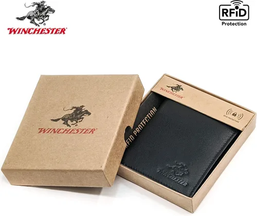 Vista 6 de Winchester Billetera de cuero genuino de grano completo con identificación de policía RFID, se adapta a cualquier forma de insignia con un pin