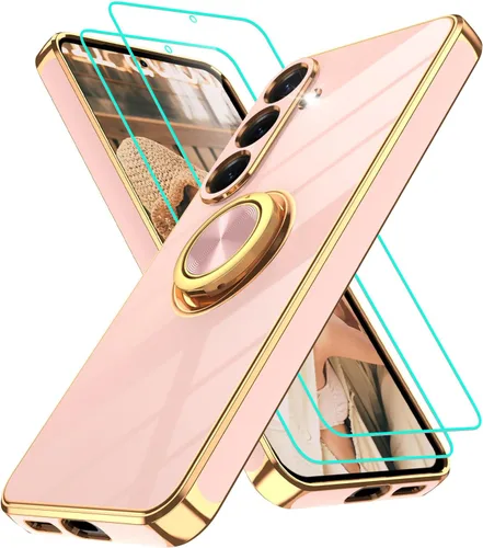 Vista 24 de Funda para Motorola Moto G 5G 2024: Funda Moto G Play 5G 2024 con 2 piezas de protectores de pantalla, soporte de anillo de rotación de 360°