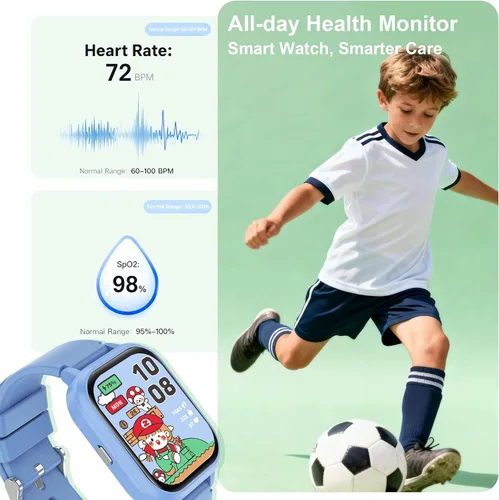 Vista 6 de Reloj inteligente para adolescentes y niños, 1.8 pulgadas IP68 para niños y niñas, seguimiento de actividad física, uso dual independiente
