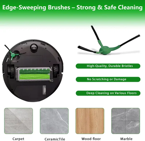 Vista 4 de Paquete de 6 cepillos laterales de repuesto compatibles con iRobot Roomba Max 705 Vac/Plus 504 Vac Robot, cepillos de barrido de bordes, accesorios
