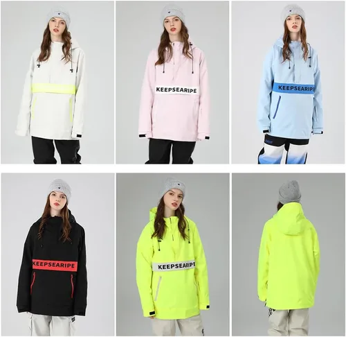 Vista 7 de SEARIPE Chaqueta de esquí para mujer, con capucha, para nieve, impermeable, para usar al aire libre