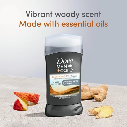Vista 4 de Dove Men+Care - Desodorante en barra para hombres Morning Fresco, 3 unidades, sin aluminio, protección contra olores de 72 horas, desodorante