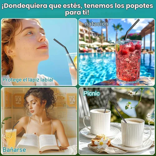 Vista 6 de 150 popotes desechables de plástico para beber, popotes flexibles, desechables, largos, coloridos, de plástico, a rayas, varios colores para uso