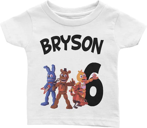 Vista 3 de Camisa de cumpleaños personalizable para familia de cinco noches de Freddy