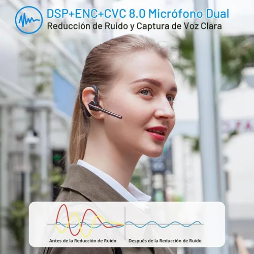 Vista 2 de New Bee Auricular Bluetooth V5.2 Auriculares Inalámbricos 24Hrs Talktime Negro