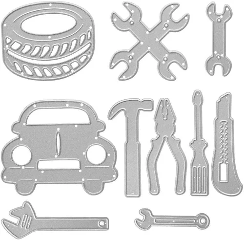 Vista 5 de Herramientas de reparación, herramienta de mantenimiento de troqueles de martillo de automóvil, troqueles para hacer tarjetas, Día del Padre