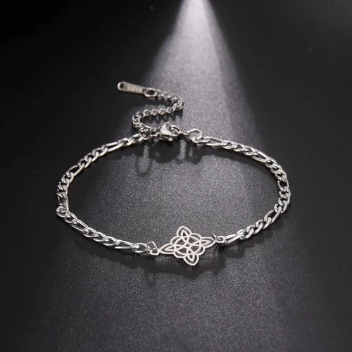 Vista 28 de Pulsera de nudo de bruja, nudo celta, símbolo de Wicca pagana, nudo mágico, pulsera de joyería de brujería, pulsera de acero inoxidable ajustable