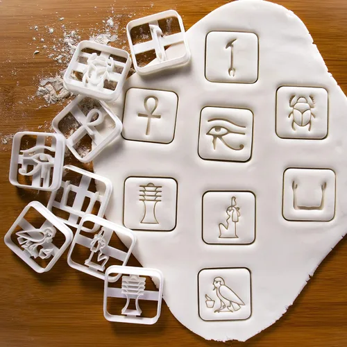 Vista 2 de Juego de 8 cortadores de galletas jeroglíficos egipcios, 8 piezas - Bakerlogy