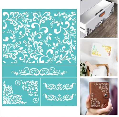 Vista 9 de 2 plantillas a cuadros de búfalo reutilizables, serigrafía autoadhesiva, impresión de 8.5 x 11 pulgadas, para pintar azulejos de pared de madera