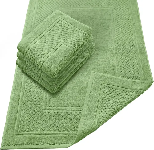 Vista 16 de Avalon Towels Juego de 2 tapetes de baño absorbentes 100% algodón, color beige, tapetes de baño de secado rápido para baños (22 x 34 pulgadas)