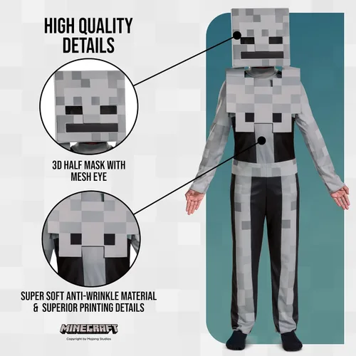 Vista 3 de Disfraz de esqueleto clásico de Minecraft para niños Traje de cosplay de Minecraft para niños y niñas Disfraz de esqueleto de Minecraft para niños
