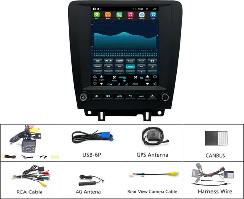 Vista 6 de Para Ford Mustang Radio Actualización 2010-2014 Android Estéreo Navegación Reemplazo 9.7 Pulgadas Pantalla Táctil Inalámbrica Carplay WiFi Cámara