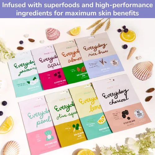 Vista 6 de FACETORY K Beauty Mascarilla Facial para el Cuidado de la Piel - COLECCIÓN EVERYDAY 8 Juego de Mascarillas en Hoja Mascarilla Facial Coreana