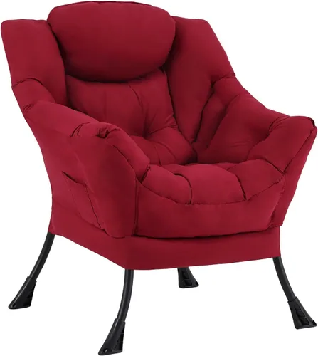 Vista 18 de Furlide - Silla perezosa con otomana, silla moderna con reposapiés plegable, silla de acento de salón, silla de lectura cómoda, sillones grandes