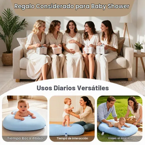 Vista 6 de Tumbona infantil, funda para nido de bebé, algodón suave e interior impermeable, asiento de piso para bebé para el tiempo boca abajo, tumbona