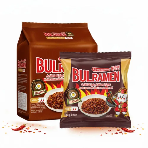 Vista 5 de Paquete de comida coreana Bulramen Picante Carbonara (5 paquetes) y Jajang (5 paquetes)