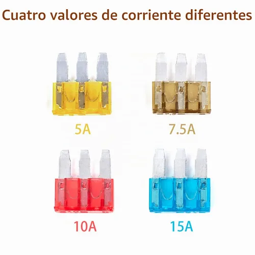 Vista 2 de Fusible Micro3, 5 amperios, 7.5 amperios, 10 amperios, fusible de 15 amperios, aplicable al mantenimiento, reemplazo del automóvil (24 piezas)