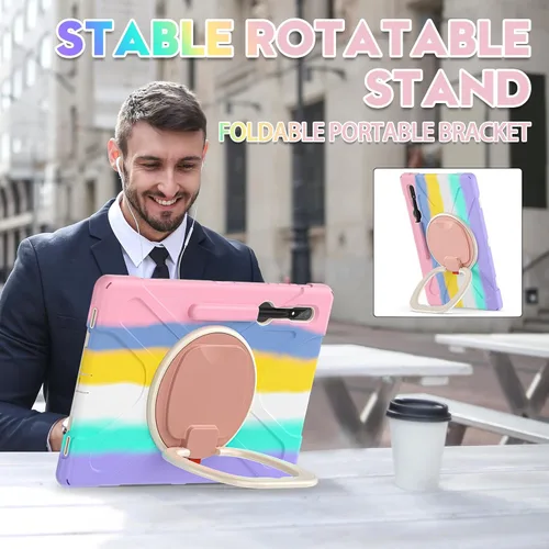 Vista 2 de Funda resistente para Galaxy Tab S10 Ultra 2024/S9 Ultra 2023/S8 Ultra 2022, funda híbrida resistente con soporte para S Pen, funda a prueba