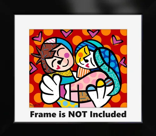 Vista 2 de Britto Póster de arte de pared con diseño de "Embrace", 8 x 10 pulgadas, decoración moderna de la casa, firmado digitalmente por el icónico artista