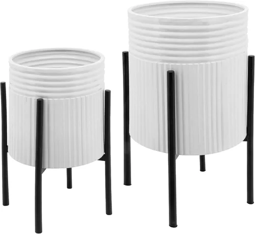Vista 12 de Macetas decorativas con soporte de metal para decoración del hogar, macetas modernas para decoración de pasillo, entrada y sala de estar, macetas