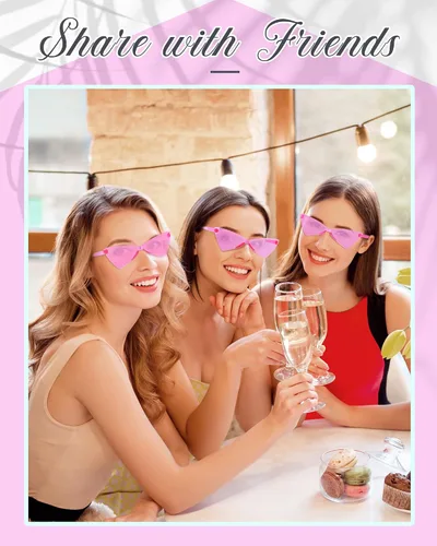 Vista 6 de Hoteam 24 pares de lentes de sol triangulares sin montura de color caramelo, lentes de sol de ojo de gato para mujeres y hombres, fiesta de disfraces