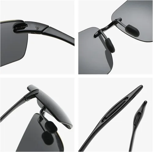 Vista 4 de Devirld Gafas de sol polarizadas sin marco z87 para mujer, gafas de sol de seguridad UV400 antirreflejos, lentes de sol Mztrix Bex