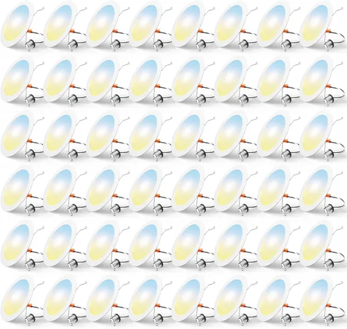 Vista 9 de FREELICHT Paquete de 4 luces LED empotrables de 4 pulgadas, seleccionables 2700 K/3000 K/4000 K/5000 K/6000 K, luces LED planas regulables, 7 W = 60