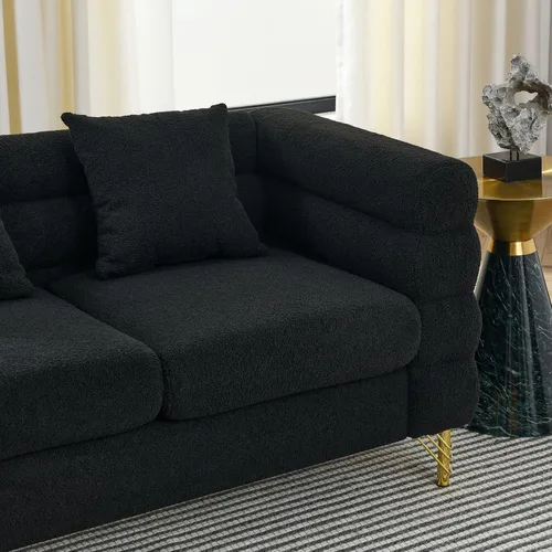 Vista 4 de KEVINSPACE Sofá biplaza de 60 pulgadas, sofá de 2 plazas para espacios pequeños, sofás modernos, sofá biplaza con 2 almohadas de mediados de siglo