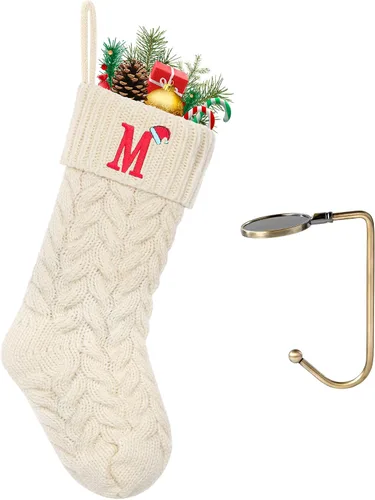 Vista 68 de Botas de Navidad personalizadas, iniciales personalizadas, 18 pulgadas, botas de Navidad tejidas con letras para colgar en la chimenea, botas