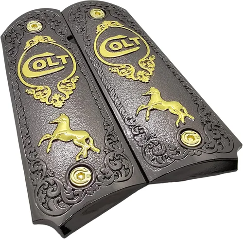 Vista 2 de Tek_Tactical Nuevo COLT 1911 - Puños de tamaño completo, color negro y doradoF