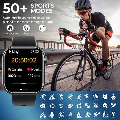 Vista 7 de Reloj inteligente para hombres y mujeres, reloj inteligente con monitor de presión arterial, monitor de frecuencia cardíaca, temperatura corporal
