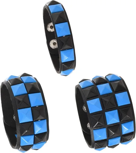 Vista 10 de 3 pulseras punk, pulseras de cuero con tachuelas, pulsera emo, pulseras góticas ajustables para hombres y mujeres