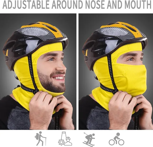 Vista 3 de Achiou - Pasamontañas, máscara facial, para hombres o mujeres, máscara de cara completa con capucha, para nieve, motocicleta, correr, clima frío