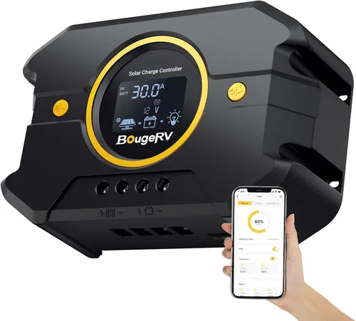 Vista 9 de BougeRV Li 10A PWM Controlador de carga solar 12V 24V, regulador de panel solar con pantalla retroiluminada, puerto USB, parámetro ajustable