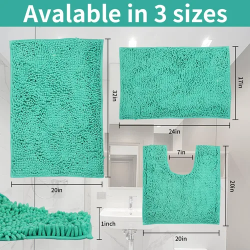 Vista 3 de LanYunUmi Alfombras de baño verdes de frutas en 3 piezas, juego de alfombras de baño ultra suaves antideslizantes absorbentes de felpilla para baño