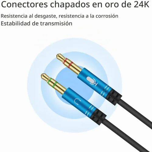 Vista 5 de Divisor de auriculares para computadora de 0.138 in hembra a 2 auriculares dobles de 0.138 in macho micrófono de audio y cable divisor en Y Negro