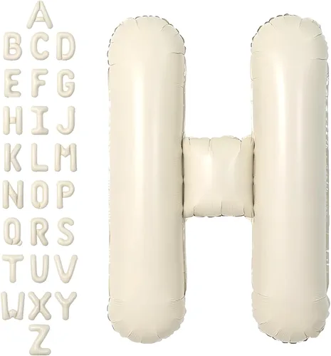 Vista 50 de SUWEN Globos de helio grandes de 102 cm (40 pulgadas) con letra S en color crema. Globos grandes de papel de aluminio con letra en helio, de A a Z.