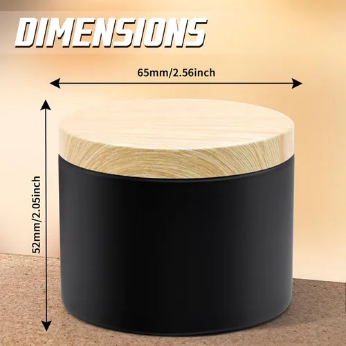 Vista 3 de Paquete de 12 tarros de velas, latas de velas de 4 onzas con tapas de impresión de grano de madera de metal, tarros de velas de metal vacíos
