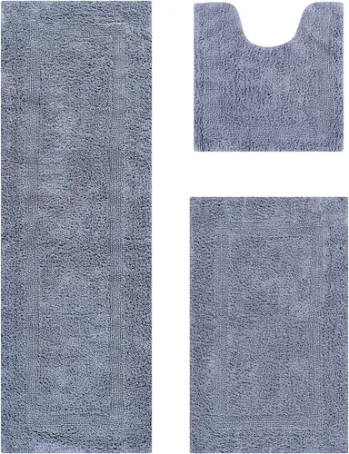 Vista 383 de Better Trends - Juego de 2 alfombras de baño 100% algodón, extra suaves, con borlas, de 17" x 24", alfombra de baño superabsorbente y reversible