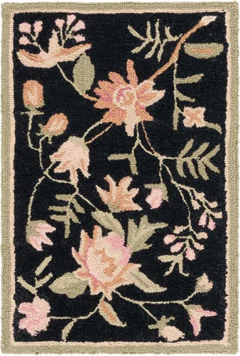 Vista 3 de SAFAVIEH Chelsea Collection - Alfombra decorativa de 1 pies 8 pulgadas x 2 pies 6 pulgadas, color negro, lana de campo francesa enganchada a mano