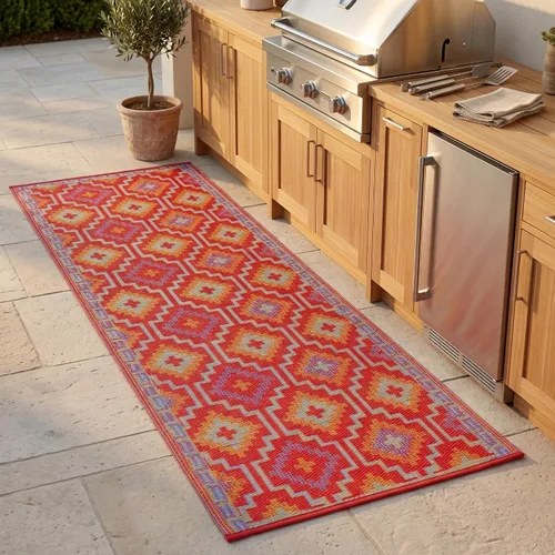 Vista 51 de Fab Habitat - Alfombra de exterior azteca, impermeable, resistente a la decoloración, sin arrugas, plástico reciclado de primera calidad, a rayas