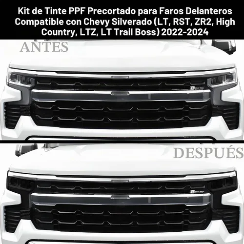 Vista 3 de BOGAR TECH DESIGNS Kit completo de tinte de luz para faros delanteros compatible con Chevy Silverado 2022-2025, humo oscuro