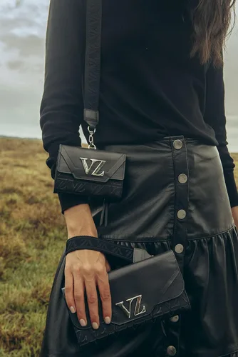 Vista 2 de VELEZ Cartera de cuero genuino para mujer FBM 02 Negro S