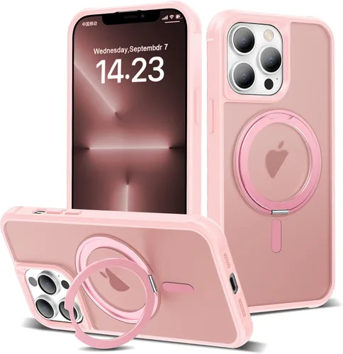 Vista 24 de Funda para iPhone 11 de 6.1 pulgadas con soporte de anillo magnético giratorio de 360°, compatible con MagSafe ligera y translúcida mate, funda