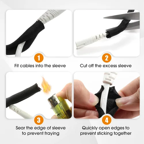 Vista 8 de Funda de alambre trenzado dividido para cables automotrices, cable de audio y video, cuerdas de múltiples cables, cubierta de protección organizada