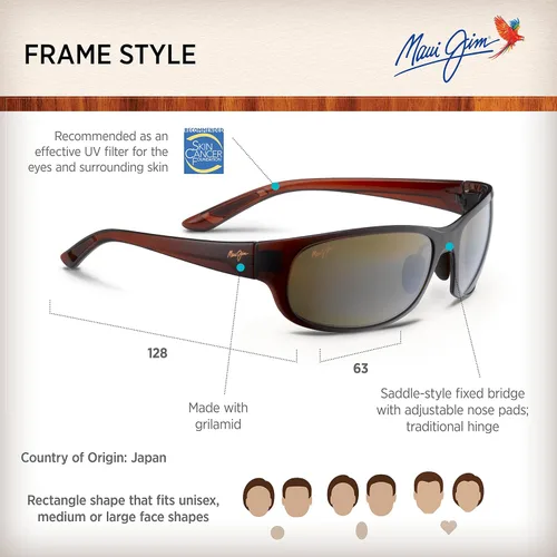 Vista 6 de Maui Jim Men's and Women's Twin Falls Polarized Wrap Reading Sunglasses