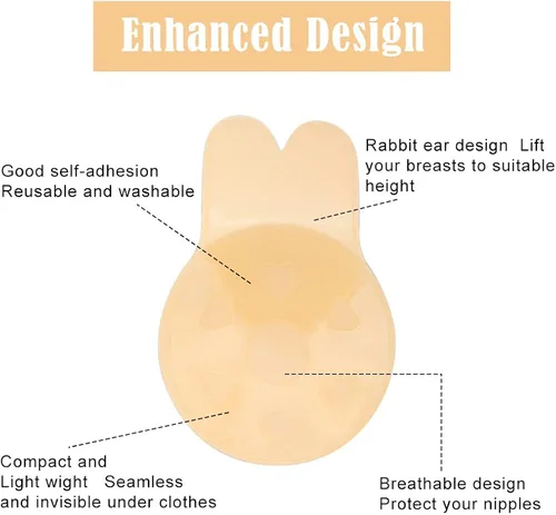 Vista 3 de ONESING 2-4 Pairs Nipple Covers for Women Sticky Bra Reusable Adhesive Invisible Bra Nipple Pasties