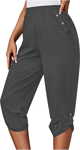 Vista 129 de Pantalones capri para mujer, estilo casual, de verano, elásticos, de cintura alta, pantalones de yoga, ajuste atlético, pantalones deportivos