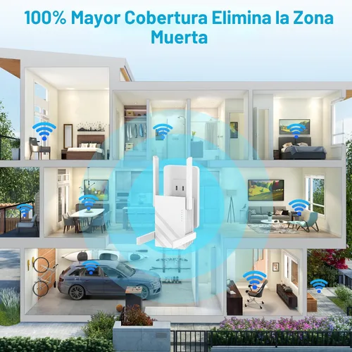 Vista 3 de Amplificador de señal WiFi de 1.2 Gbps 2025, hasta 12880 pies cuadrados, banda dual 5 GHz/2.4 GHz, extensores WiFi amplificador de señal